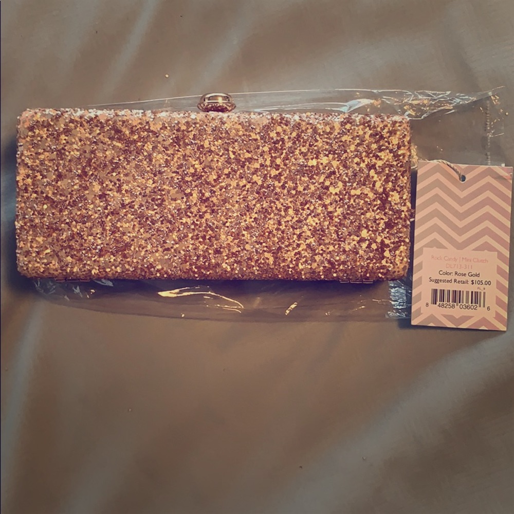 BNWT Deux Lux Rock Candy Mini Clutch Rose Gold